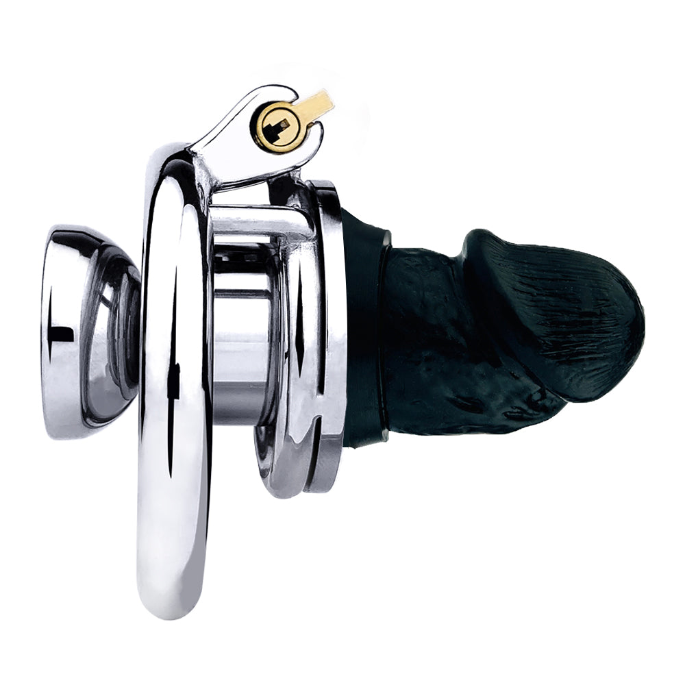 Chastity Cage with Detachable Dildo & Urethral Tube - 55mm Ring - Black Dildo - M - image 6
