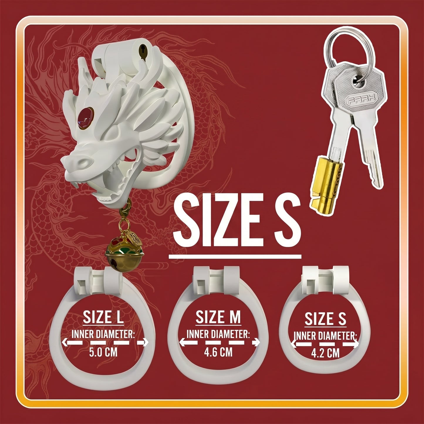Dragon Guardian Bell Collar Chastity Cage - Red - S - image 2
