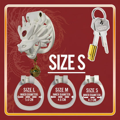 Dragon Guardian Bell Collar Chastity Cage - Red - S - image 2