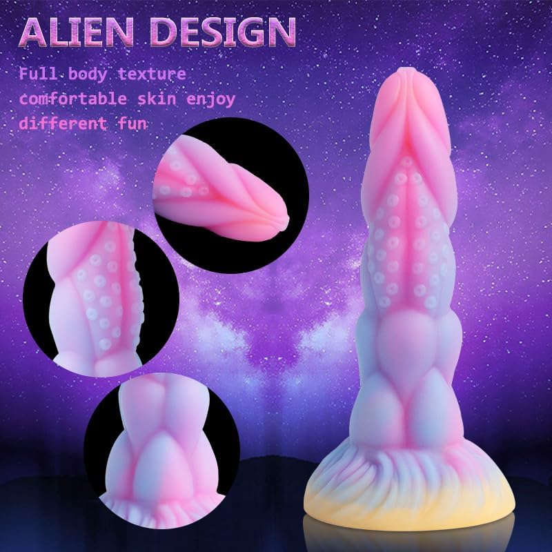 8.14'' Fantasy Monster Dildo with Multi-Texture Design & Glow-in-the-Dark Effect - image 4