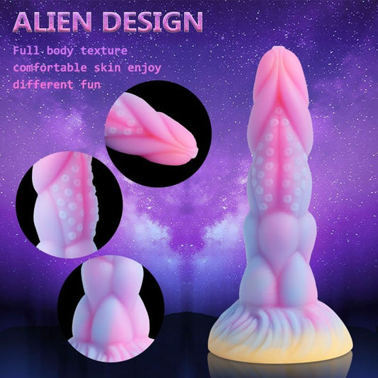8.14'' Fantasy Monster Dildo with Multi-Texture Design & Glow-in-the-Dark Effect - image 4