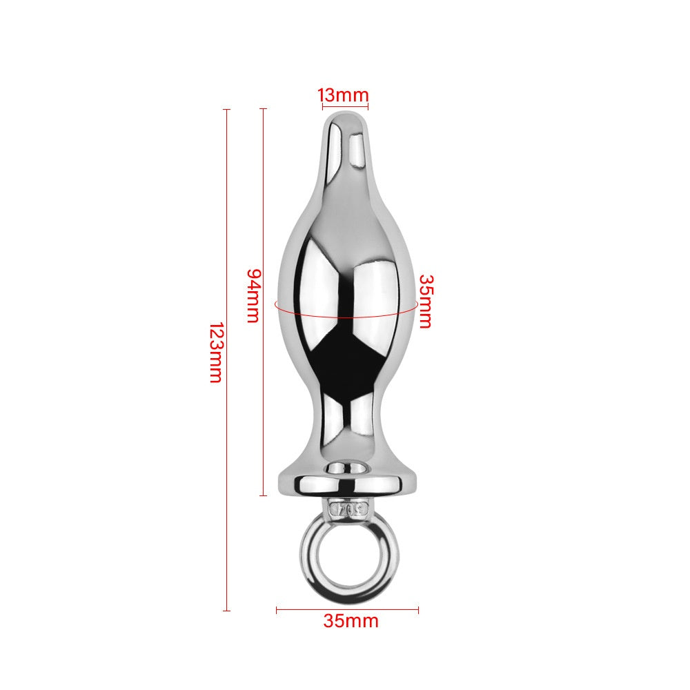 Metal Anal Plug with Pull Ring - M - image 6