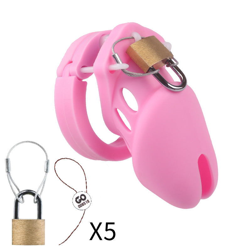 Male's Silicone Device Cage 2.76 inches and 3.54 inches long(all rings included) - Pink - 2.76 inches - image 3