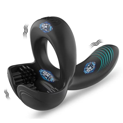 Men's Vibrating Ring with Perineum & Testicle Stimulation – Designed for Shared Pleasur - Button Control - image 4