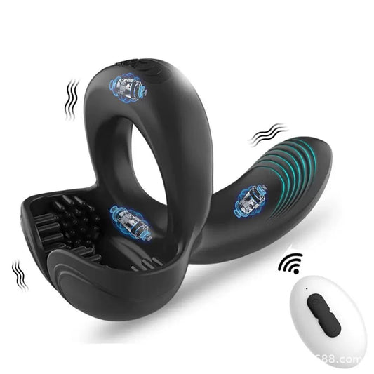 Men's Vibrating Ring with Perineum & Testicle Stimulation – Designed for Shared Pleasur - Remote Control - image 0