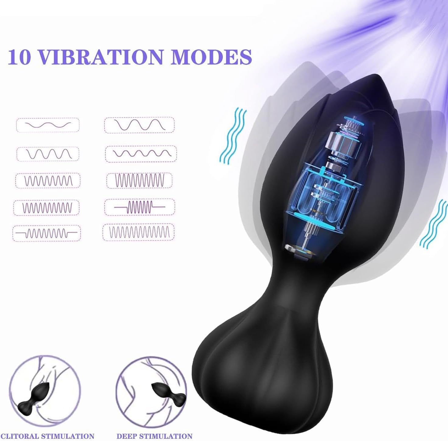 Rose Silicone Butt Plug Vibrator - image 0