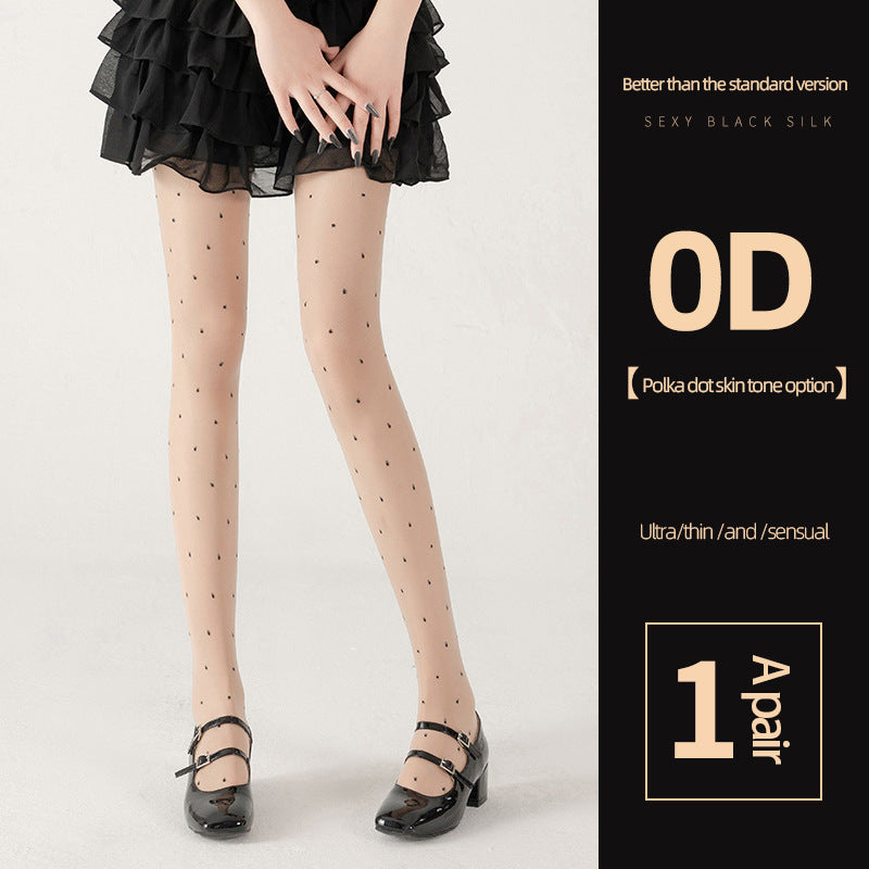 0D Sheer Tights – Ultra Thin & High-Waisted Comfort - Polka dot skin tone option - One Size - image 12