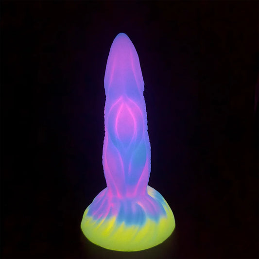 7.28'' Fantasy Lights Up Dildo With Multi-texture Design & Glow-in-the-dark Effect - image 0