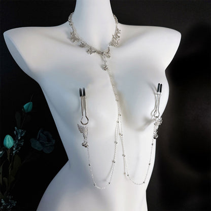 Whispering Butterfly Chime & Pearl Nipple Clamp Set - C - image 0