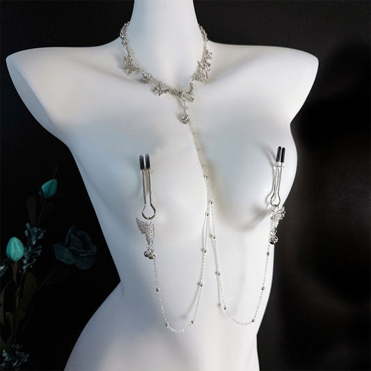 Whispering Butterfly Chime & Pearl Nipple Clamp Set - C - image 0
