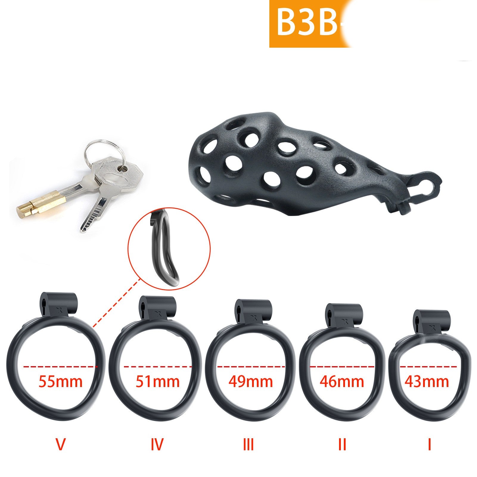 Cobra CB Lock Male Chastity Cage - XL - Curved Ring - image 5