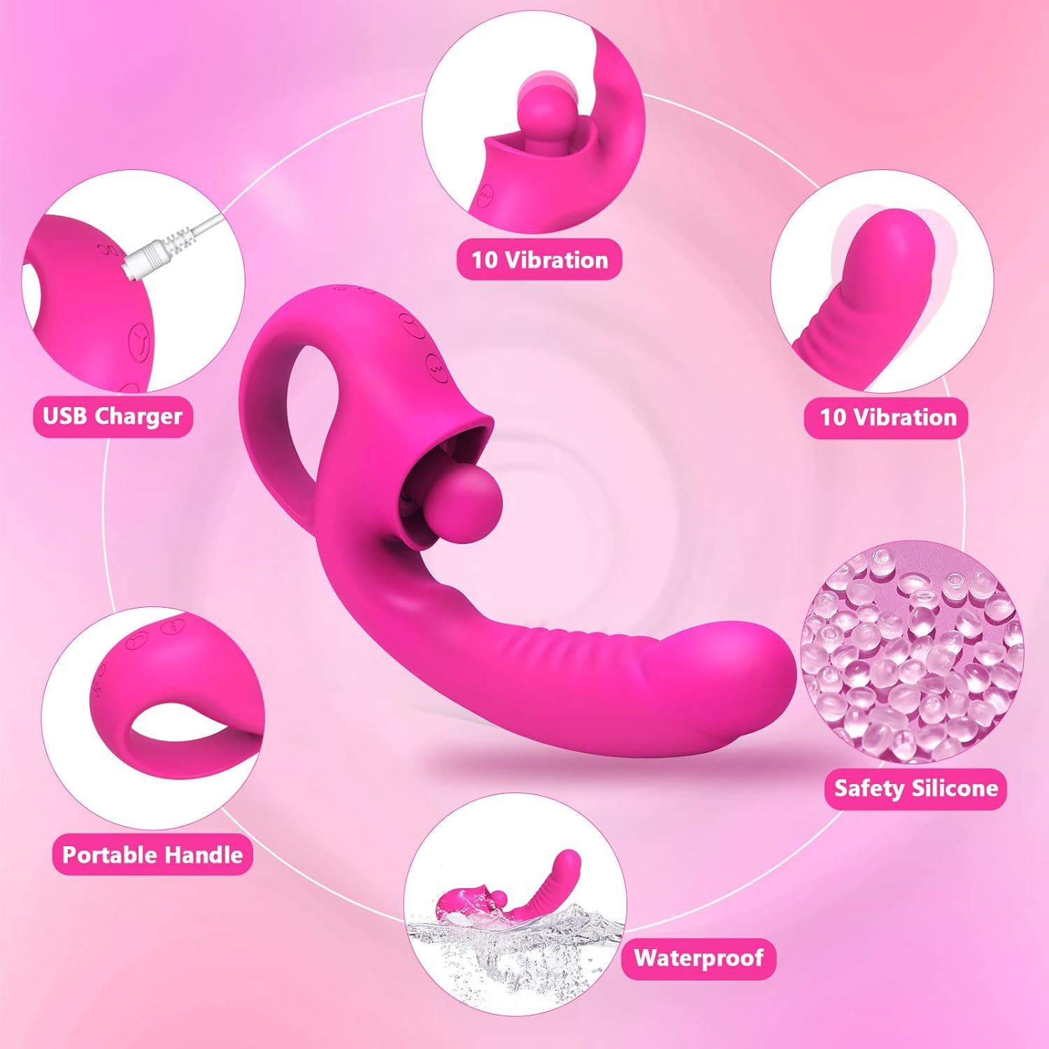Clitoral G Spot Vibrator 2 in 1 Dildo Vibrator 10 Vibration Modes - image 4