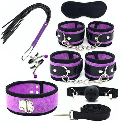 Bdsm Bed Straps Restraints Sex  7 Pcs Set - Purple - image 0