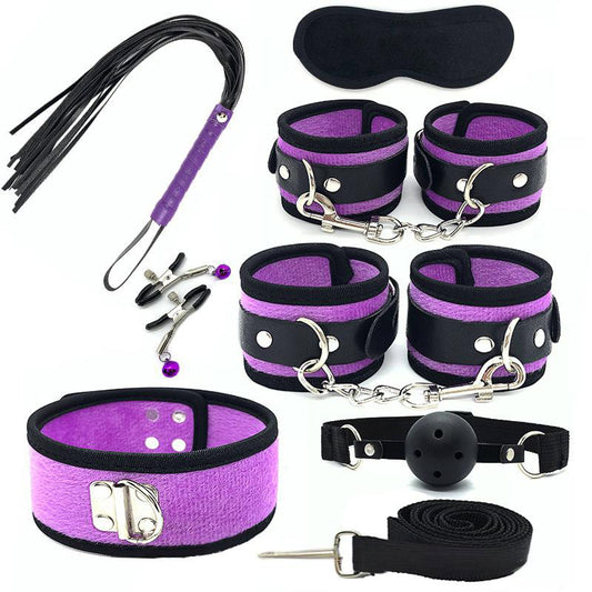 Bdsm Bed Straps Restraints Sex  7 Pcs Set - Purple - image 0
