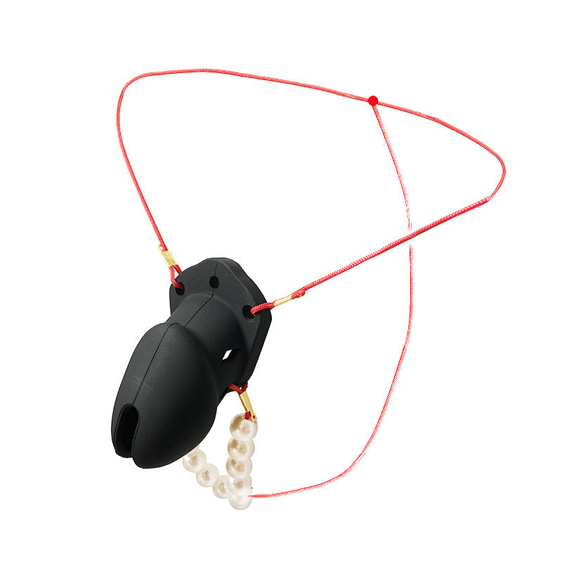 Chastity Cage with String Belt - Black - image 1