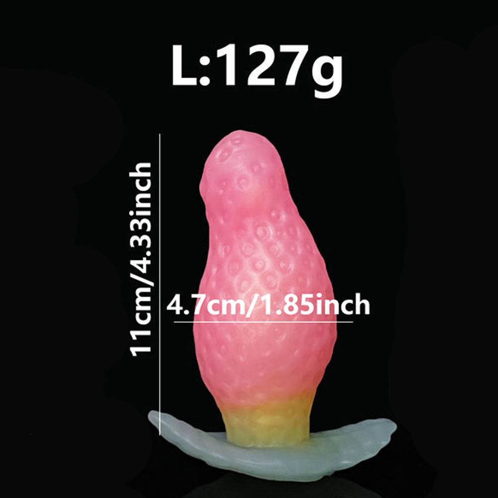 Strawberry Liquid Silicone Anal Plug - Pink - Large - image 8