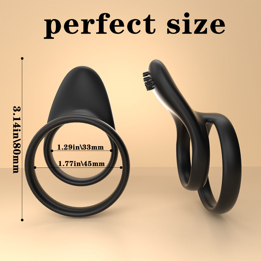 Dual Silicone Delay Ring – Stretchy Cock & Ball Ring for Enhanced Stamina and Control - Black - image 4