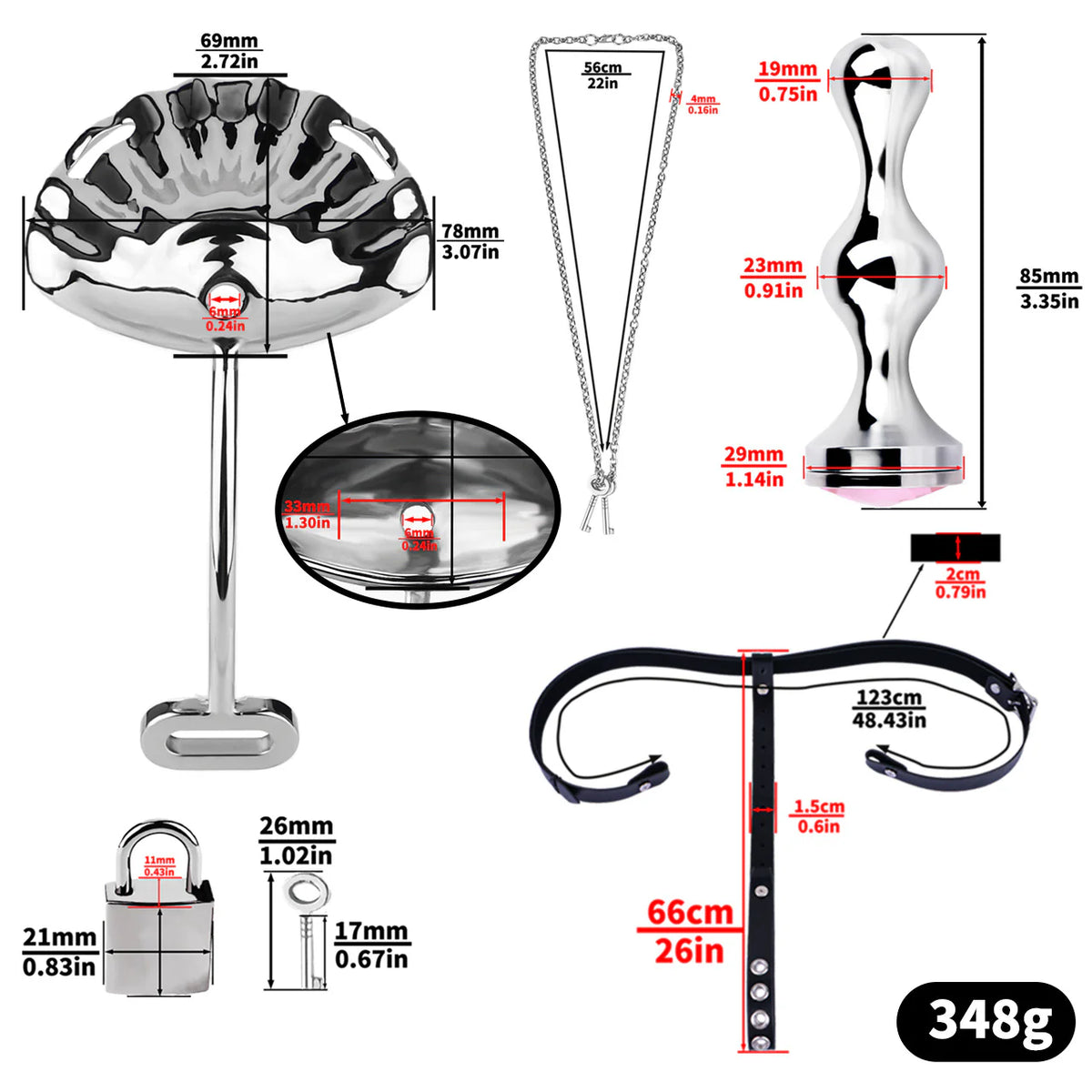 Sexy Shell Chastity Belt with Anal Plug and Urethral Catheter - Cage with PU Strap + Silicone Catheter and Anal Plug - image 6