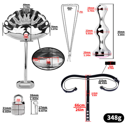 Sexy Shell Chastity Belt with Anal Plug and Urethral Catheter - Cage with PU Strap + Silicone Catheter and Anal Plug - image 6