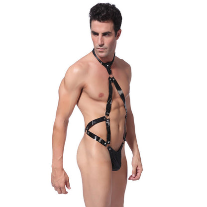 Men's Leather Bodysuit Cutout SM Men Lingerie - image 0
