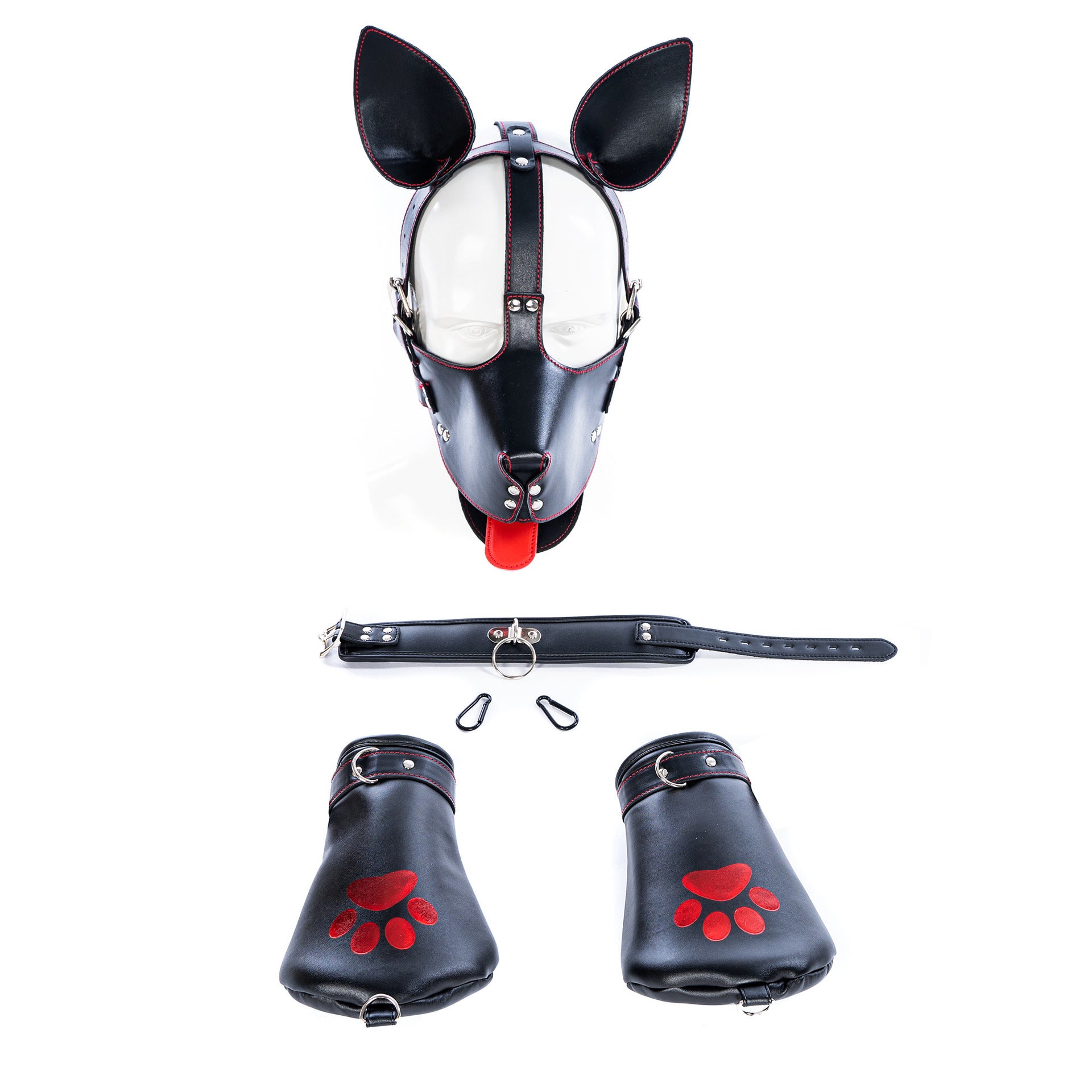 Puppy Erotic Leather Role Play Mask with Gloves - image 2