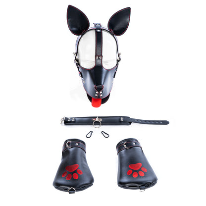 Puppy Erotic Leather Role Play Mask with Gloves - image 2