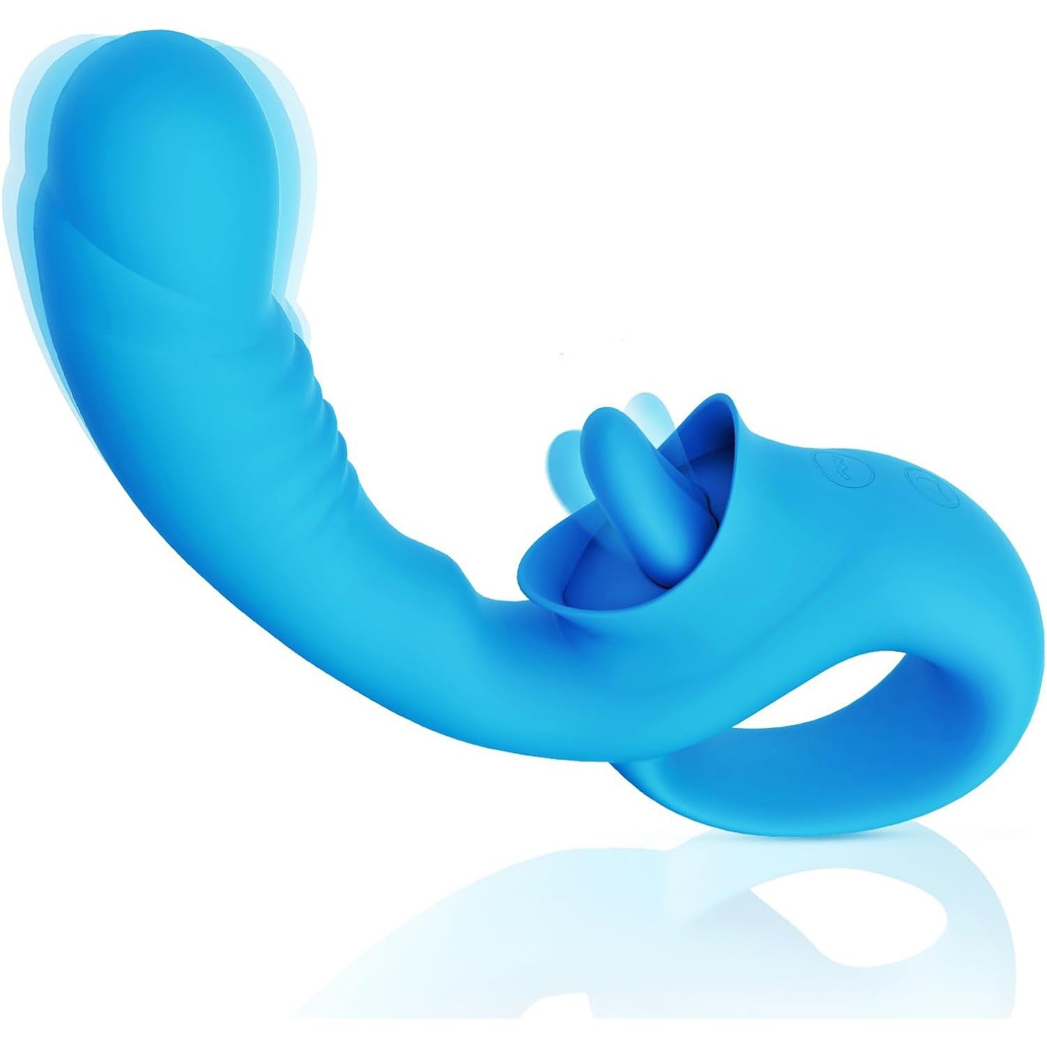 Waterproof Dildo Vibrator with Licking Tongue – 10 Vibration Modes for Her - Blue - image 3