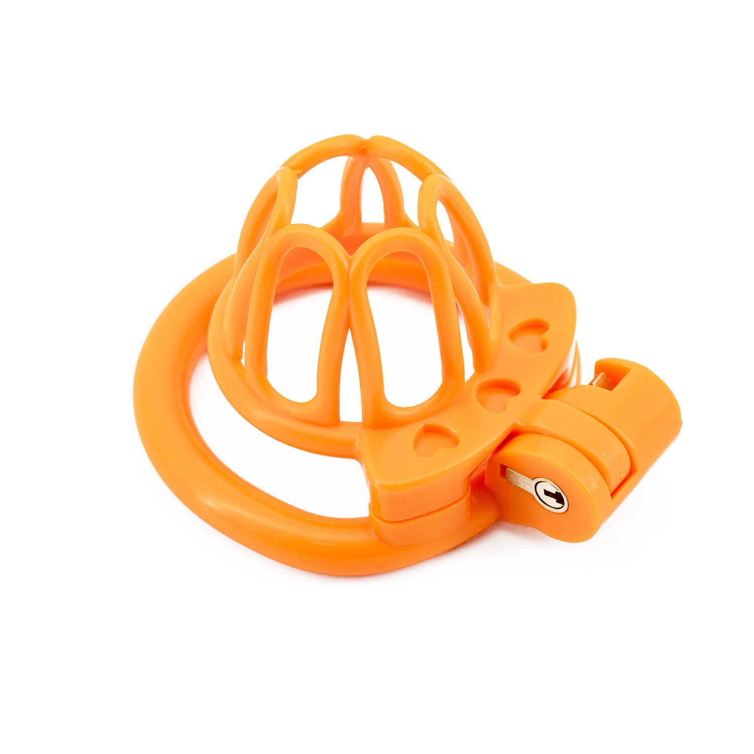 Open End Hollow Chastity Cage with 4 Rings - Orange - image 5