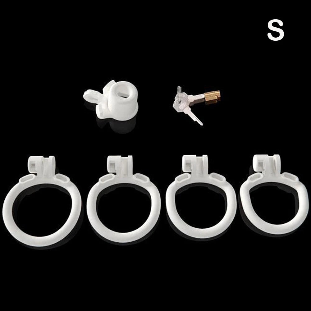 Narrow Chastity  With 4 Sizes Rings And Invisible Lock - White - S - image 3