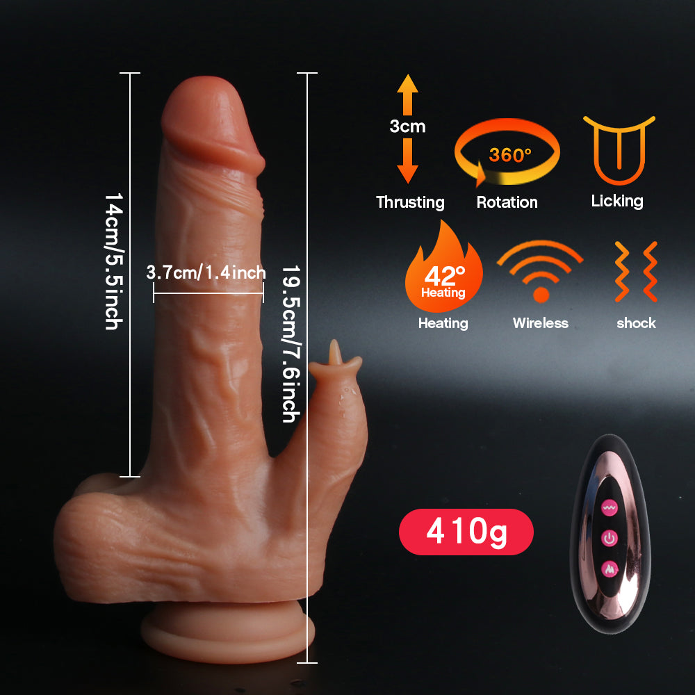 9 Vibrating Tongue Licking Heating Realistic Dildo - 410g - image 1