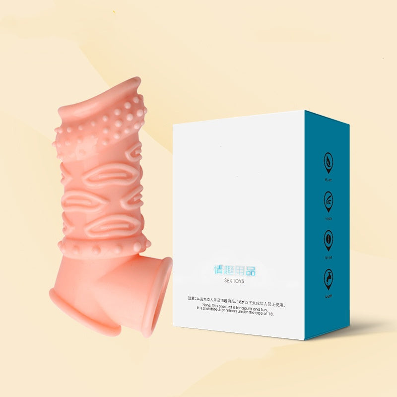 Male Reusable Penis Sleeve Delay Ejaculation Stronger Erection Penis Extender - Beige - C - image 4