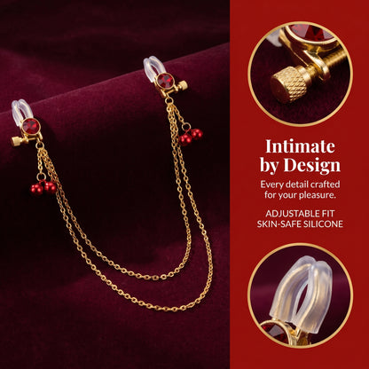 Crystal Chain-linked Nipple Ring  - image 6
