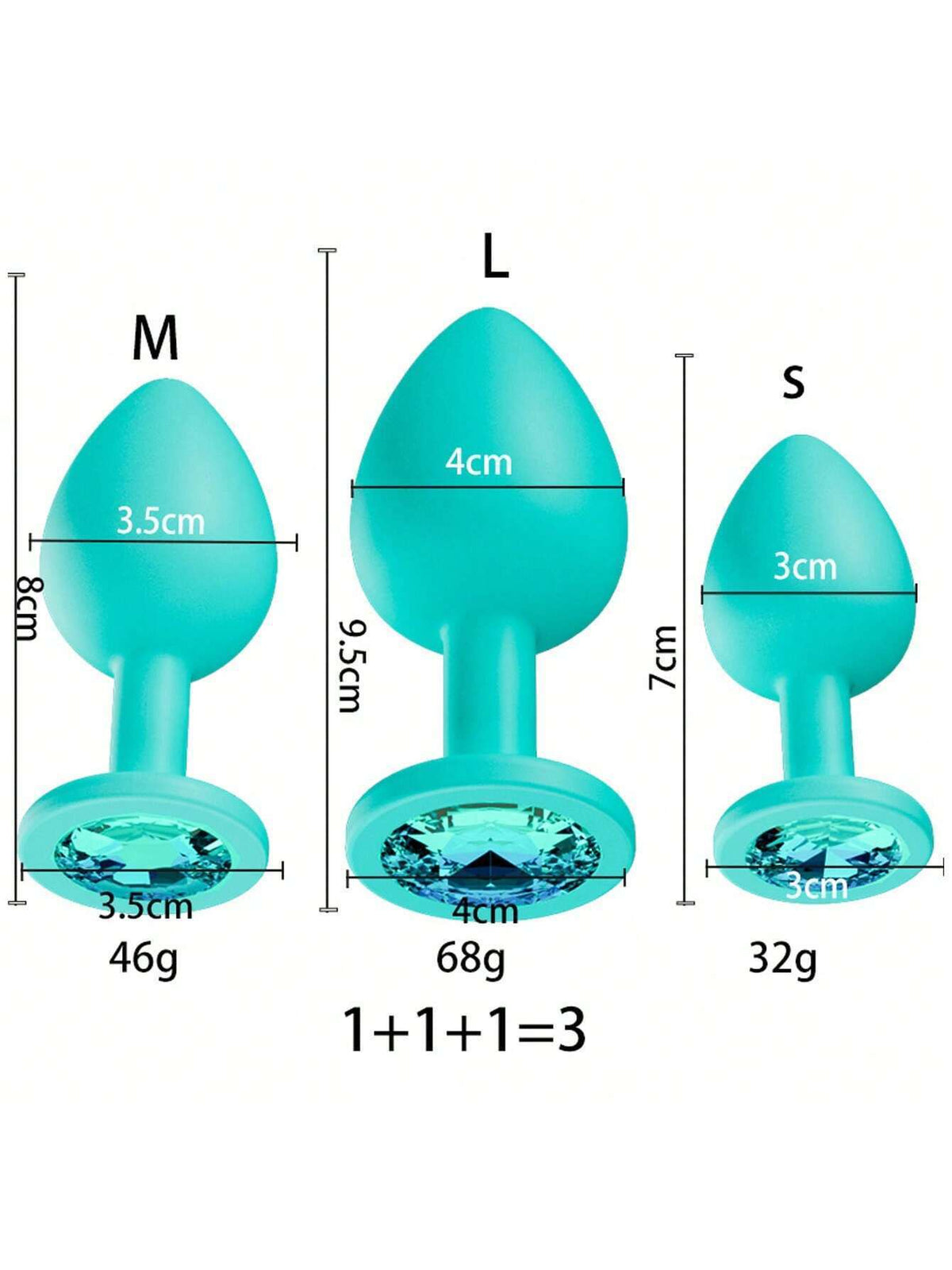 Crystal Diamond Anal Butt Plugs 3 Set - image 14