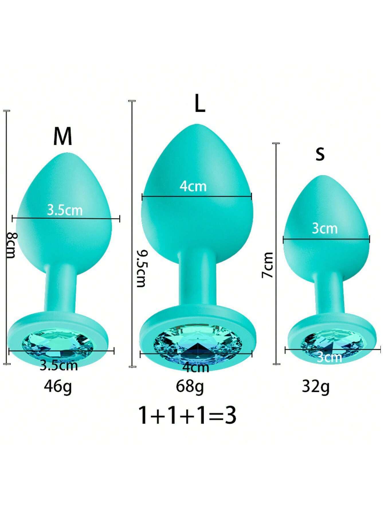 Crystal Diamond Anal Butt Plugs 3 Set - image 14