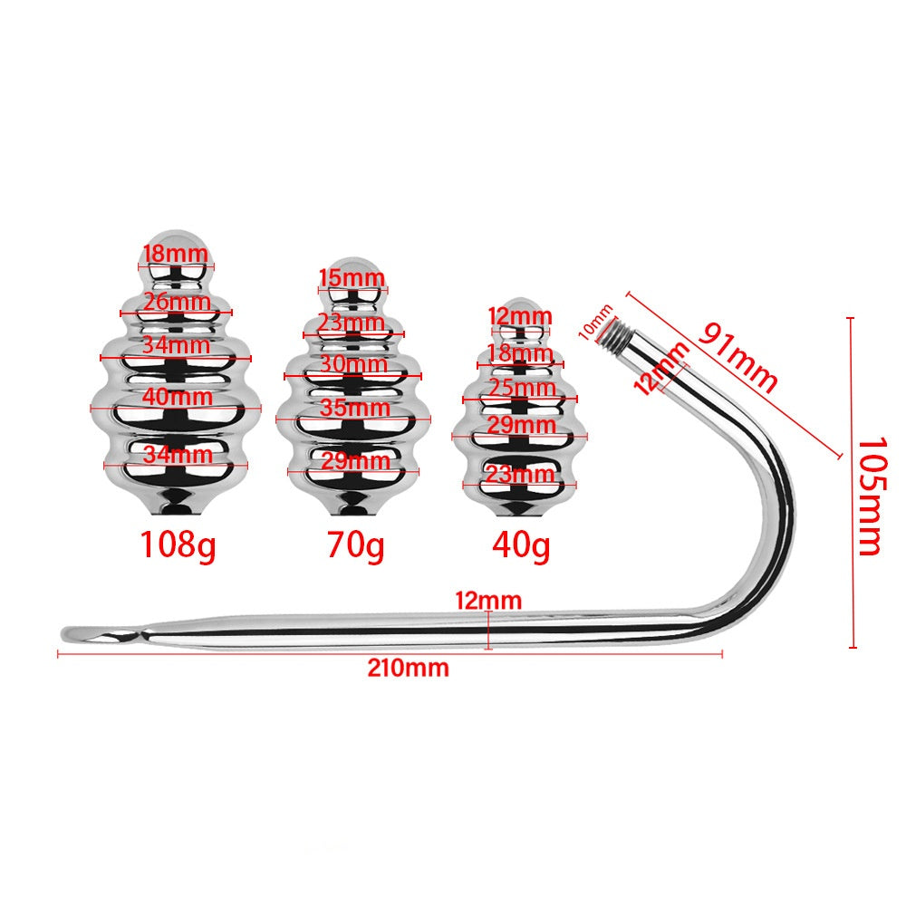 Precision Screw-In Ribbed Anal Hook Set - image 1