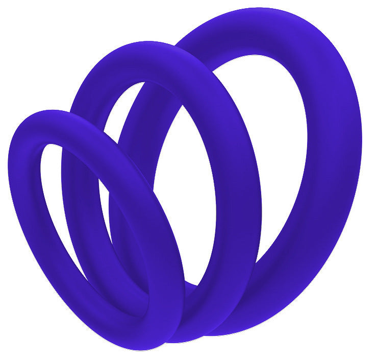 Silicone Cock Ring Set 3 Penis Rings - Blue - image 5