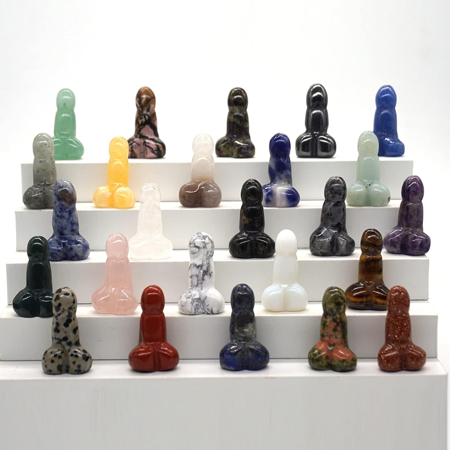 Mini Crystal Dildo - Rose Quartz/Amethyst Sacred Charm - 1 inch - image 0
