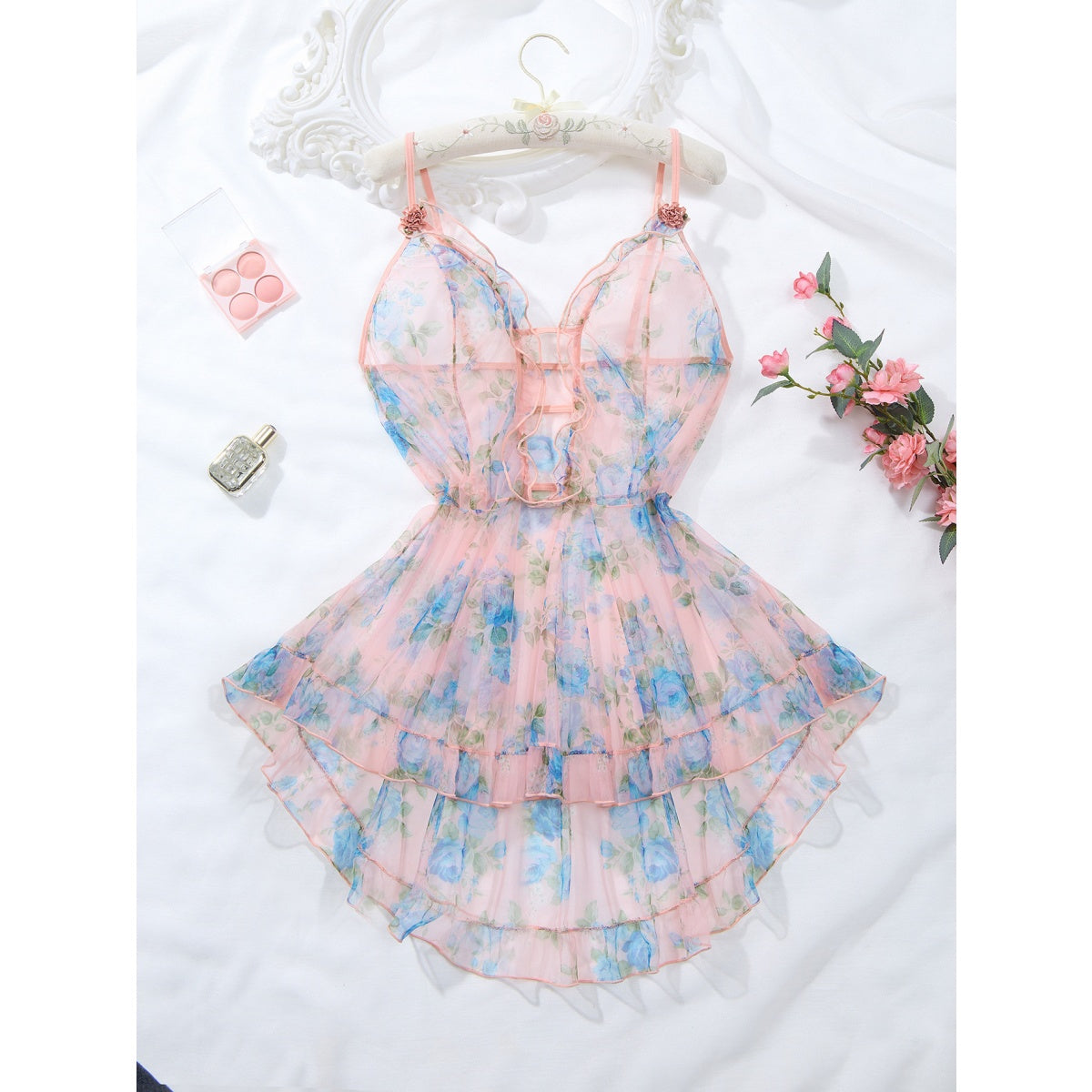 Plus Size Short Sexy Nightdress – Curve-Hugging Sleepwear for Women - Multicolor - 4XL - image 7