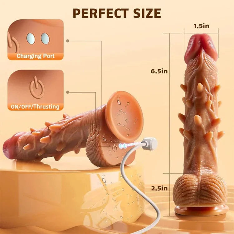 Thrusting & 10 Vibration G Spot Anal Stimulation Heating Dildo - image 3