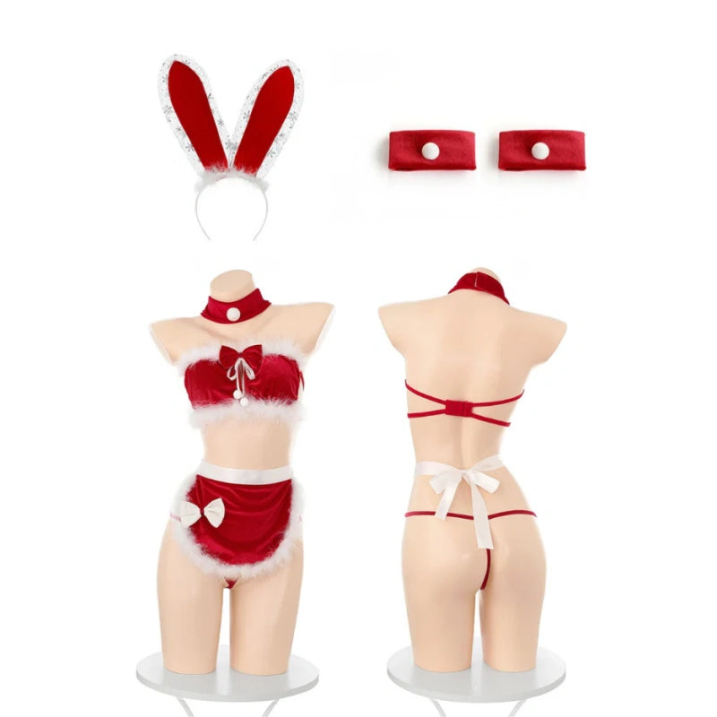 Red Christmas Bunny Lingerie Set - Red - One Size - image 8