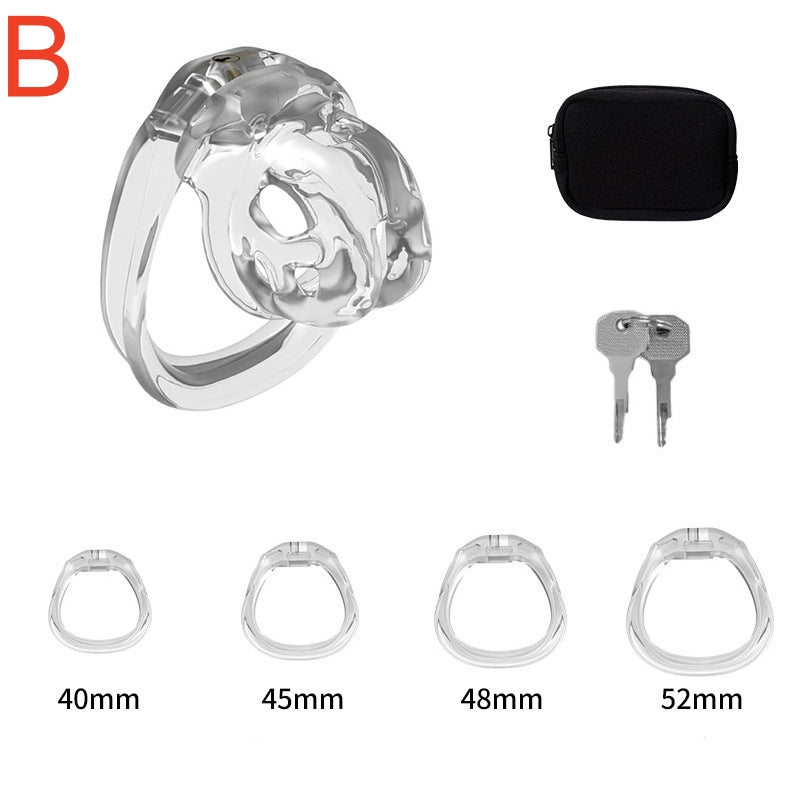 Adjustable ABS Chastity Cage – Lightweight & Discreet Lock for Long-Term Wear - B - Transparent - image 3