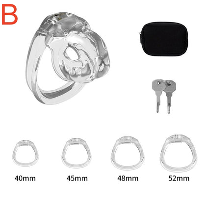 Adjustable ABS Chastity Cage – Lightweight & Discreet Lock for Long-Term Wear - B - Transparent - image 3