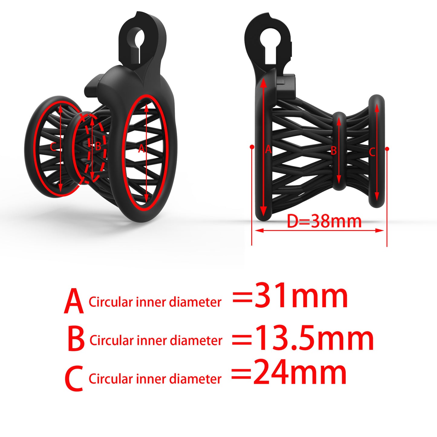 ABS Negative Chastity Cage for Men Lightweight with 4 Rings  - image 2