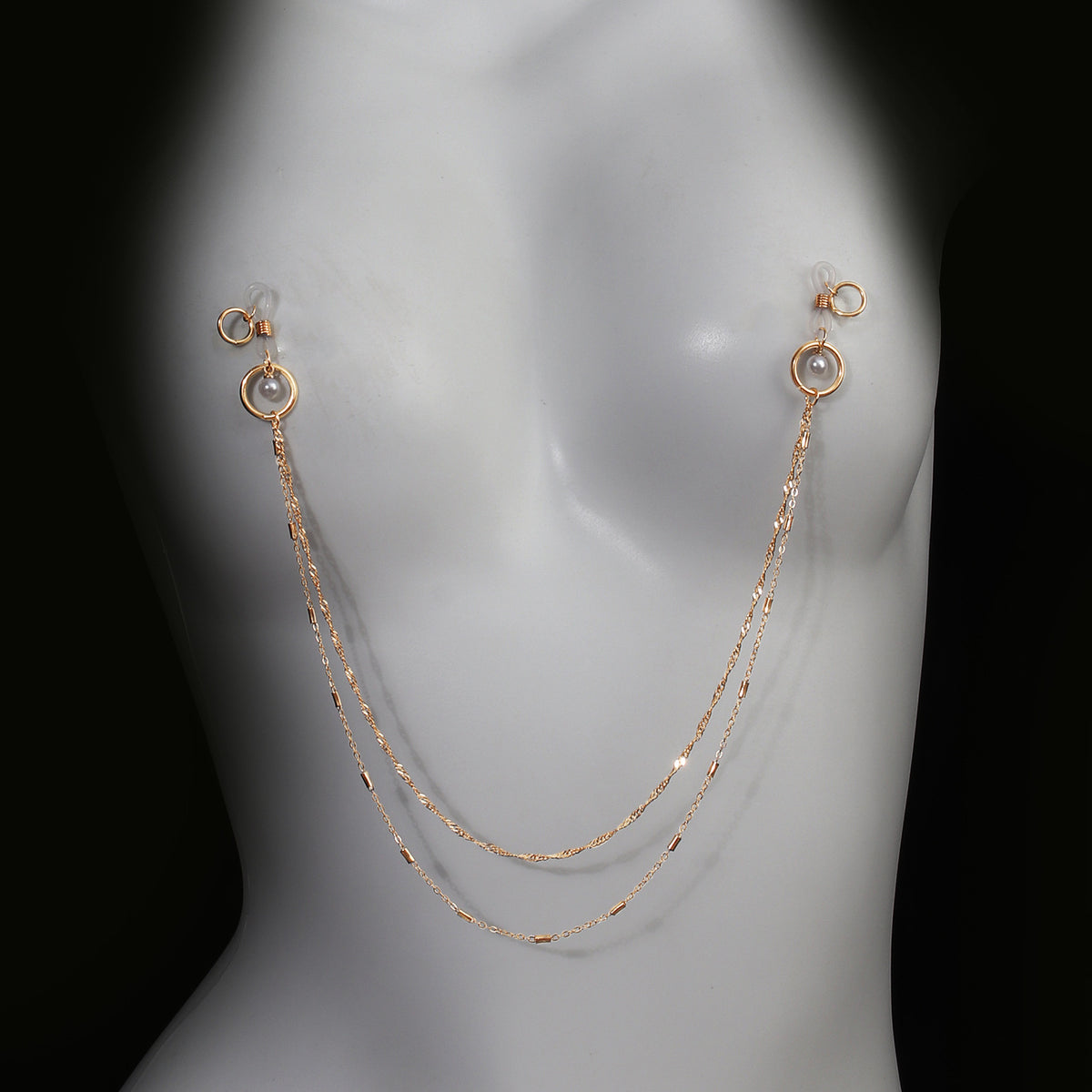 Pearl Hoop Pendant Metal Nipple Chain - image 3