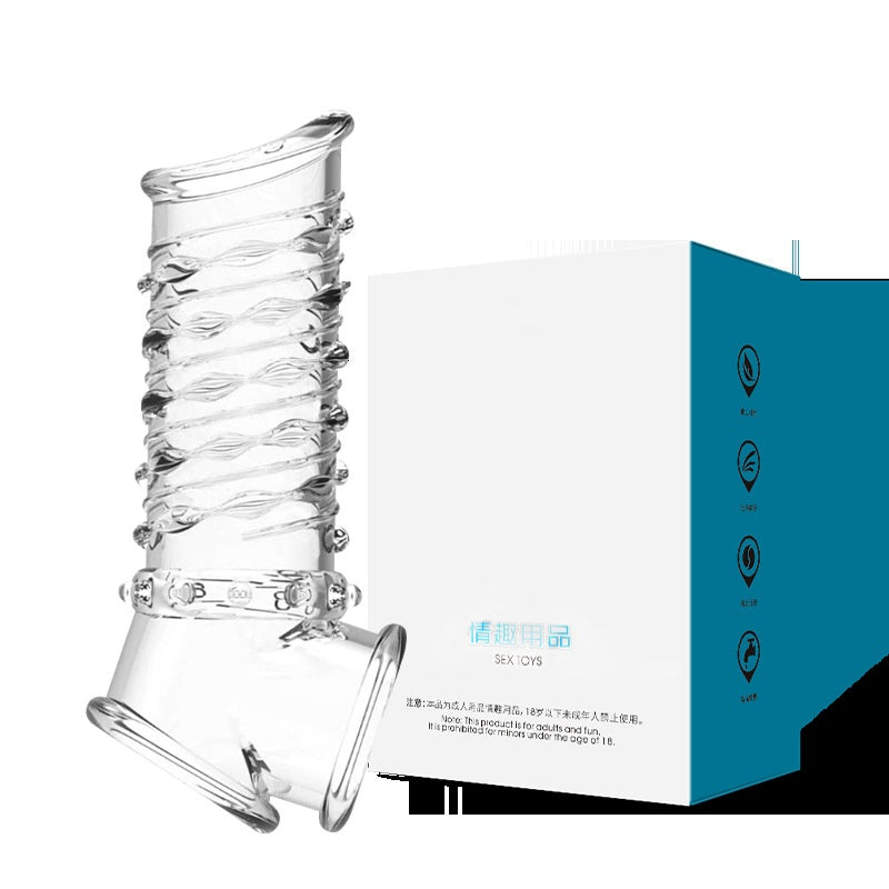 Male Reusable Penis Sleeve Delay Ejaculation Stronger Erection Penis Extender - Clear - image 5
