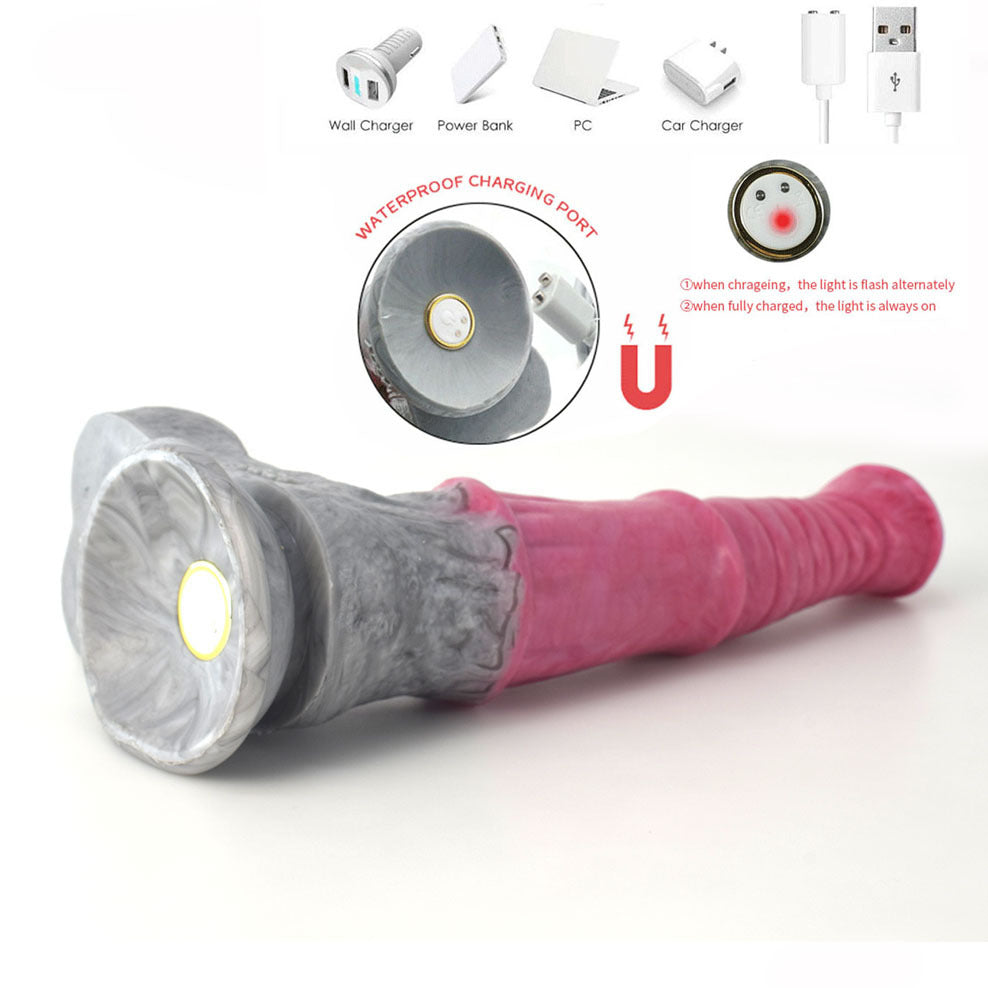 9.5 Inch Pink Horse Dildo Realistic Animal Penis 10 Vibration Modes - image 1