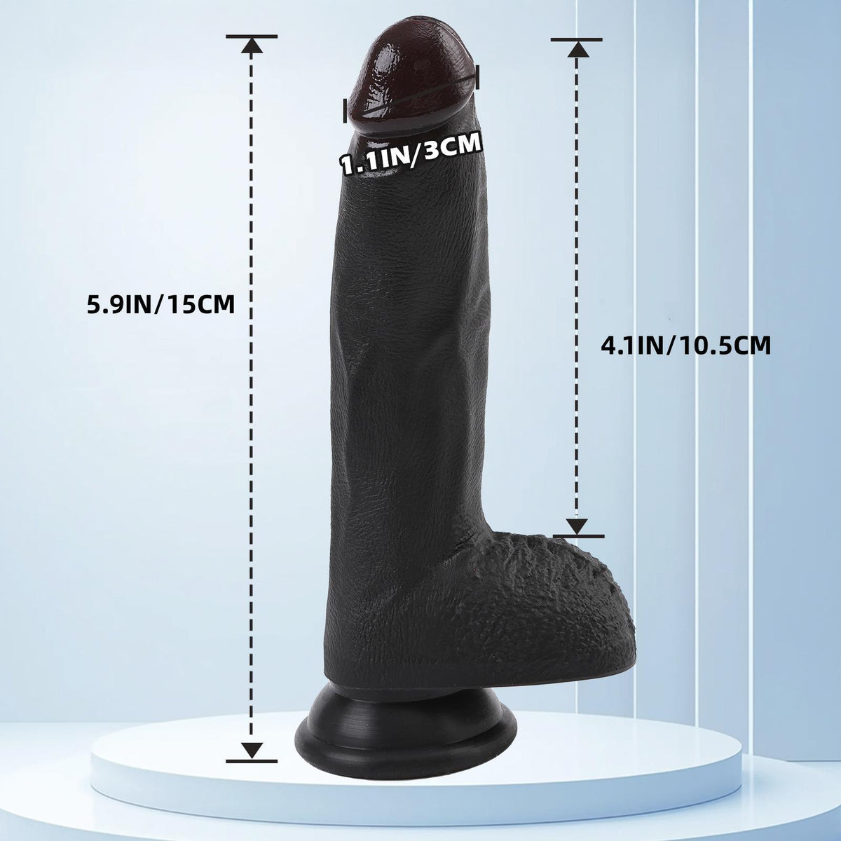 Realistic Silicone Dildo – 3 Sizes for Every Mood (5.9" / 7.8" / 9.8") - S - Black - image 11