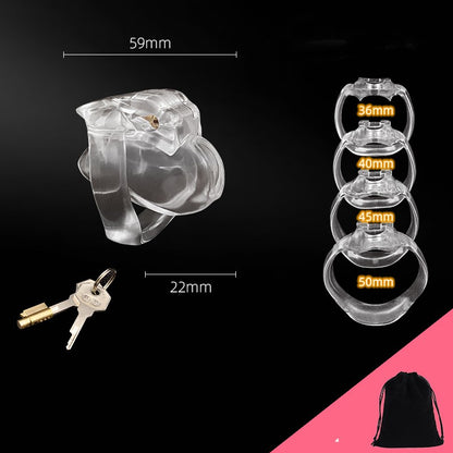 Transparent Chastity Cage Includes 4 Rings - Nub - image 0