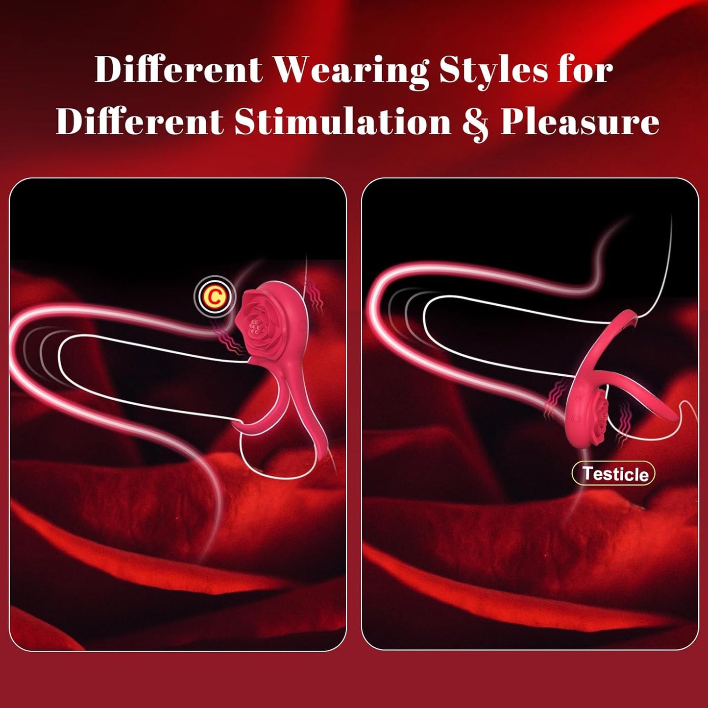 Remote Control Vibrating Cock Ring with Rose Clitoral Stimulator - image 4