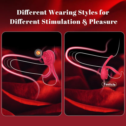 Remote Control Vibrating Cock Ring with Rose Clitoral Stimulator - image 4